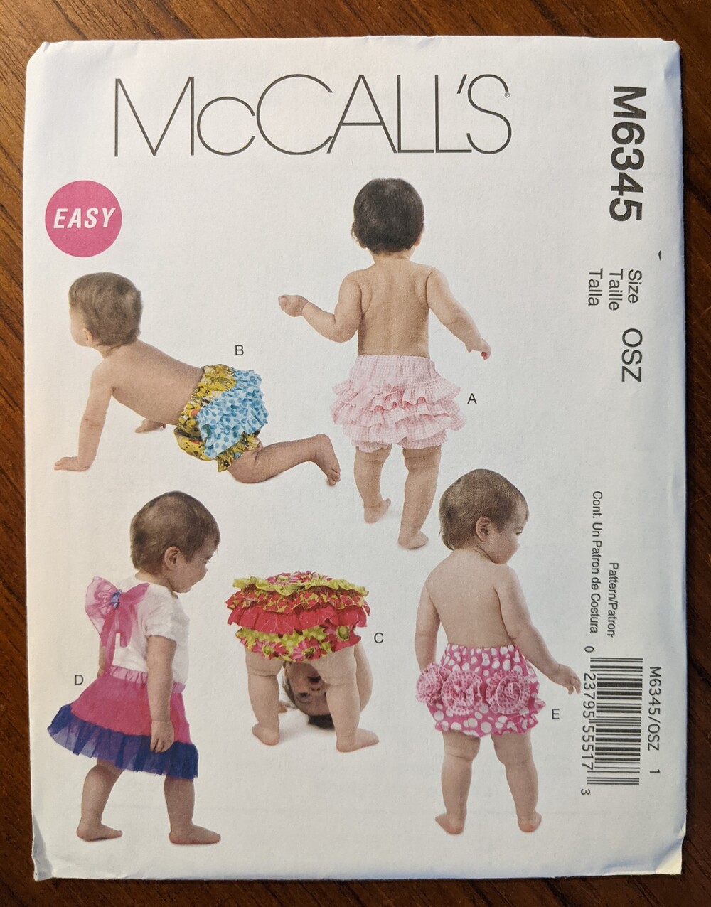 McCalls Pattern 6345 Infant Diaper Cover